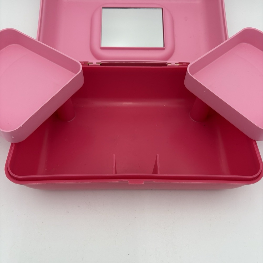 Vtg Mini Caboodles Make Up Caddy Case Pretty in Petite PINK Mini Small 9" x 6" - Picture 6 of 7